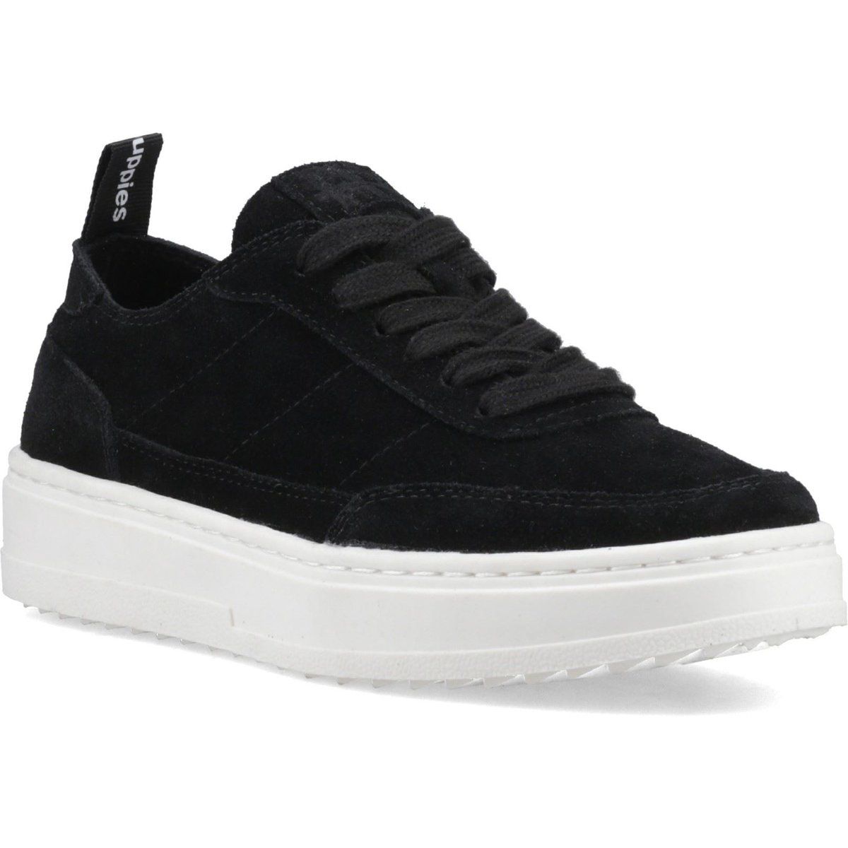 Hush Puppies Nesta Leder Damen Schwarze Standard Sneakers