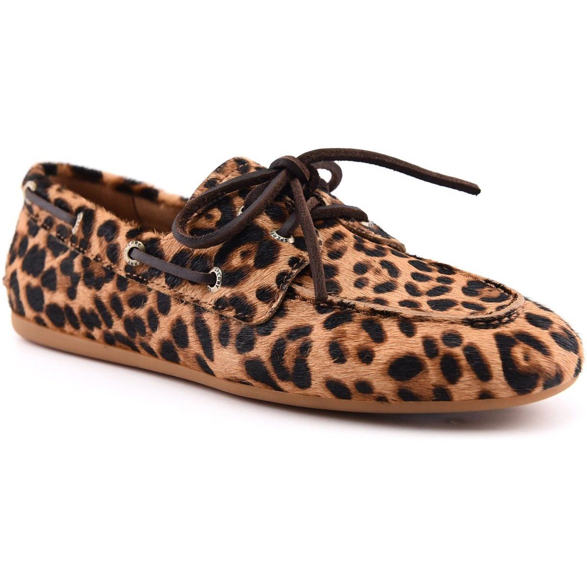 Sperry Slimboat Leder Damen Leoparden Standard Bootsschuhe