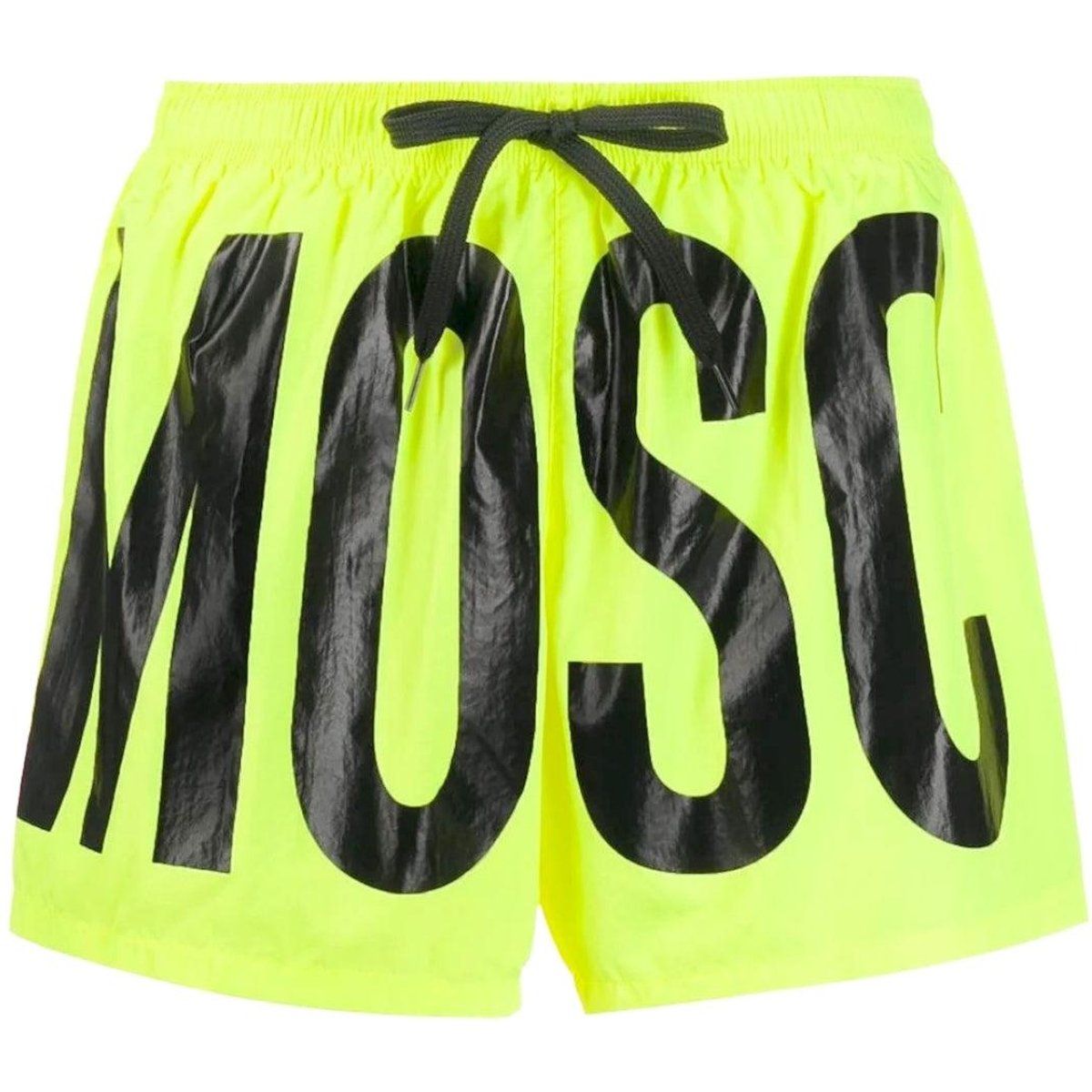 Moschino Neon Gelb Logo Badeshorts