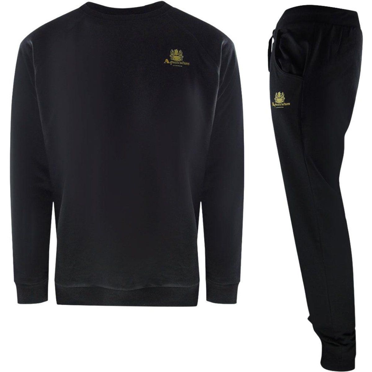 Aquascutum - Trainingsanzug-Set für Herren, Rundhalsausschnitt (Schwarz)