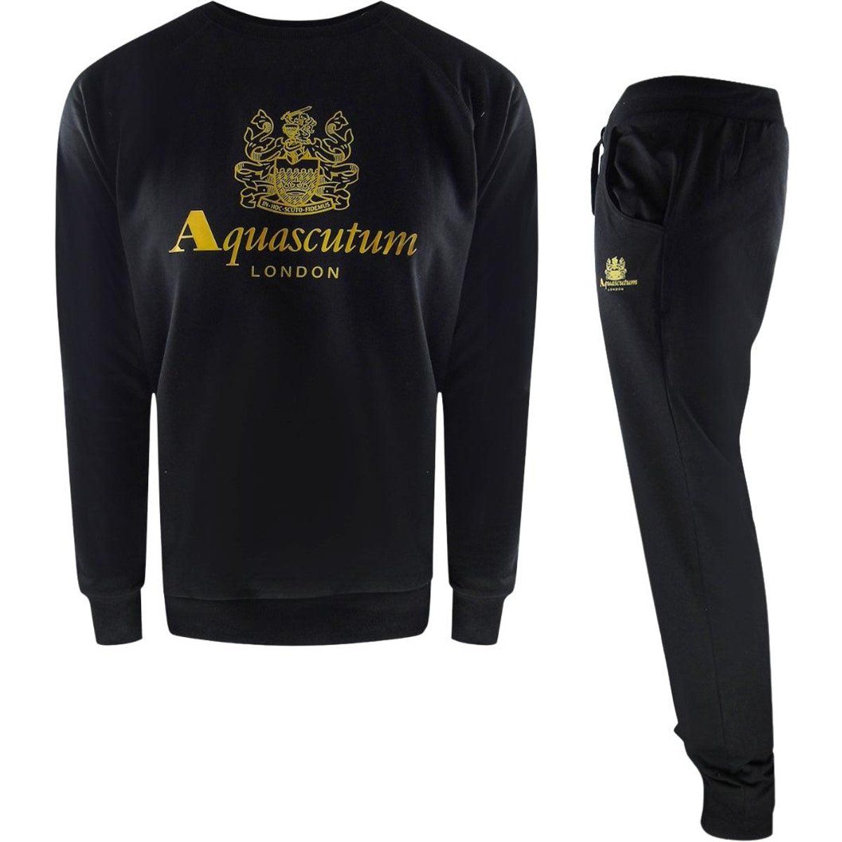 Aquascutum - "London" Trainingsanzug-Set für Herren, Rundhalsausschnitt (Schwarz)