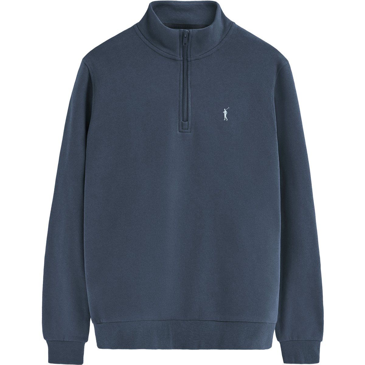 Herren Sweatshirt Denimblau mit halbem Reißverschluss