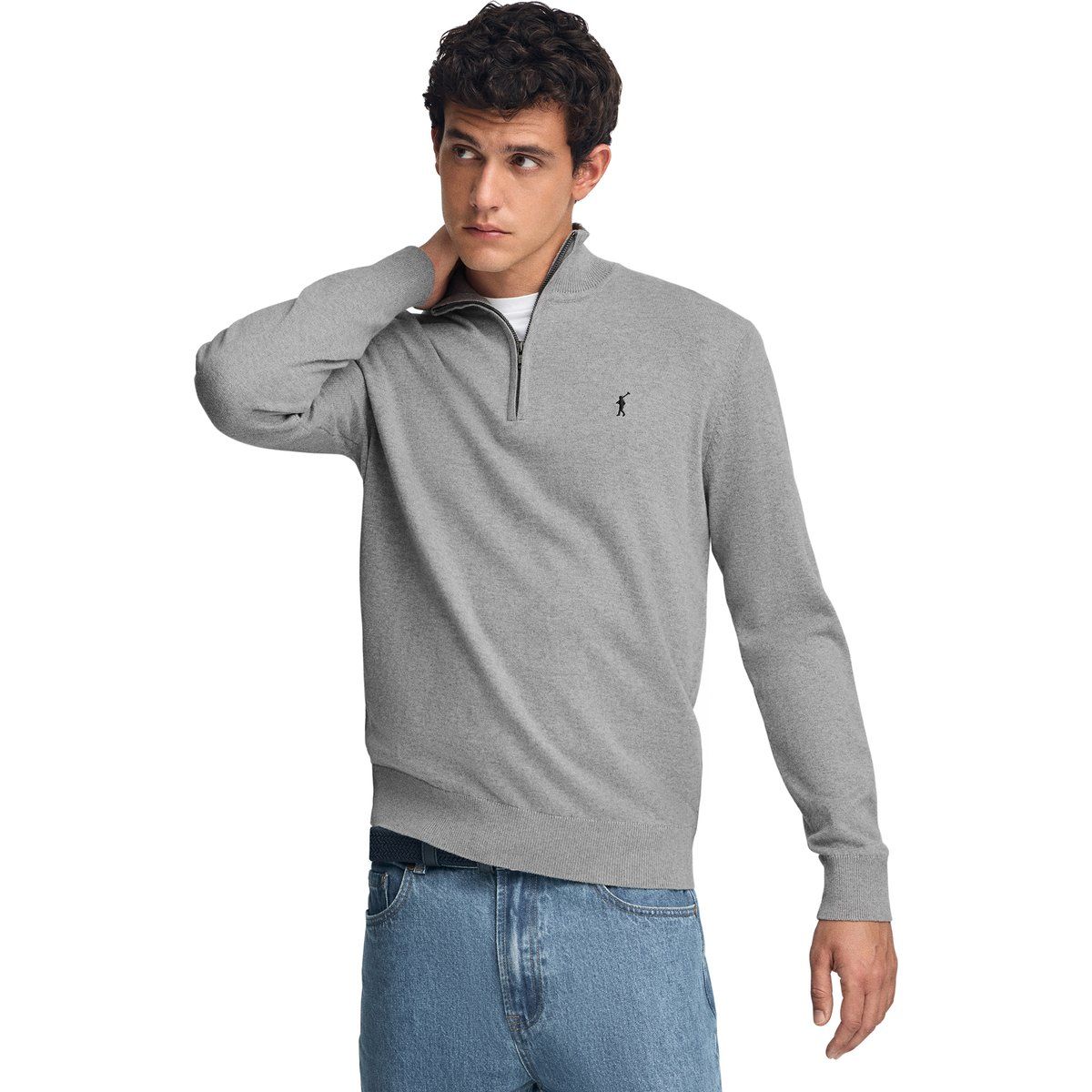 Pullover aus Wollmischung mit Halbreißverschluss