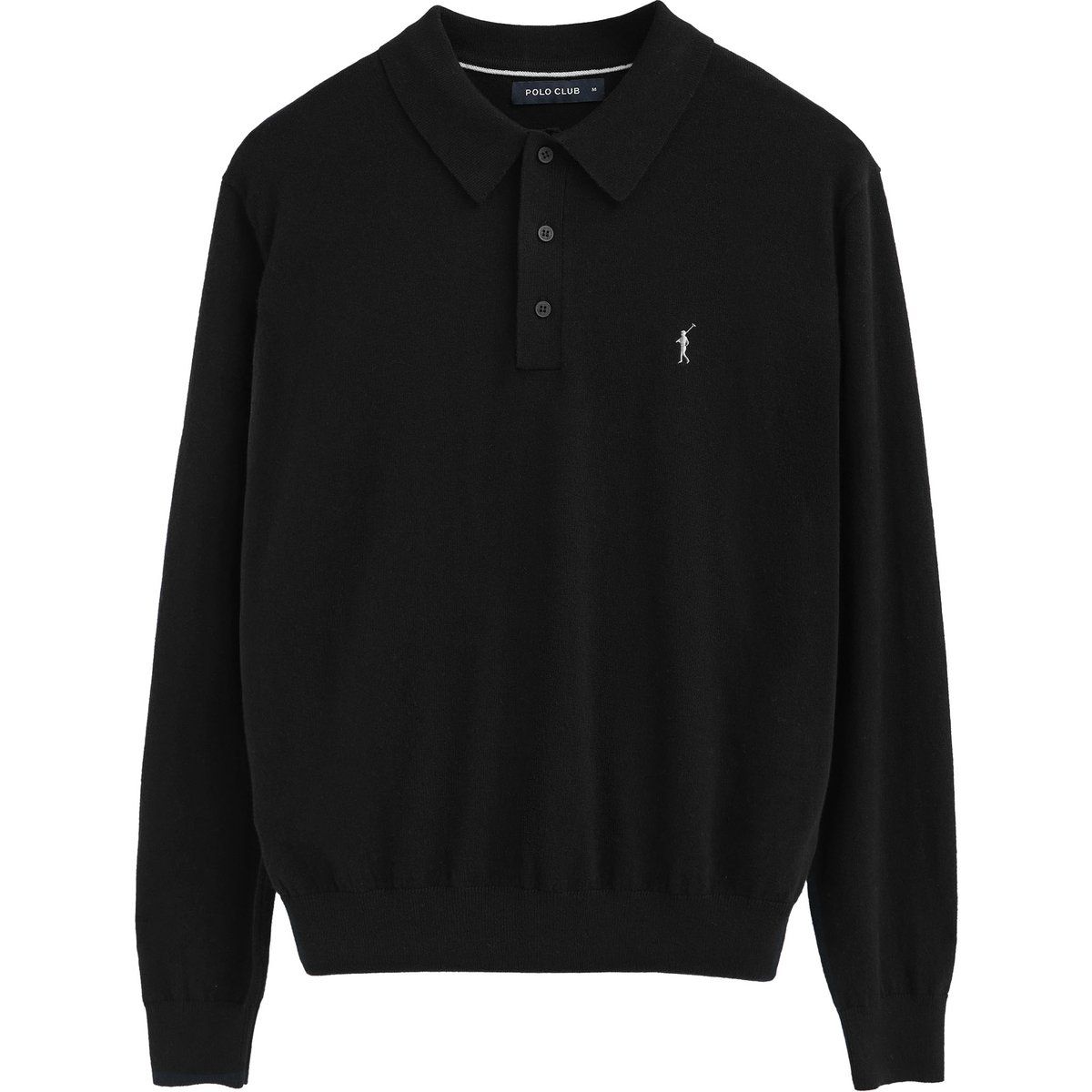 Schwarzer Pullover mit Polo-Kragen aus Wollmischung