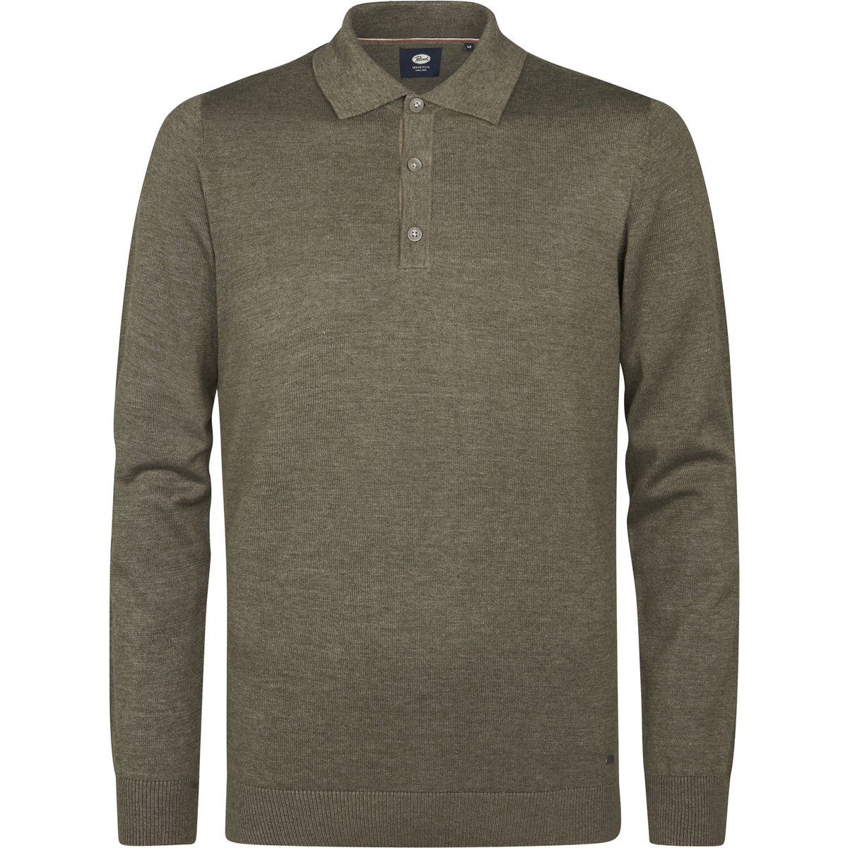 Herren Strickpolo-Shirt mit langen Ärmeln