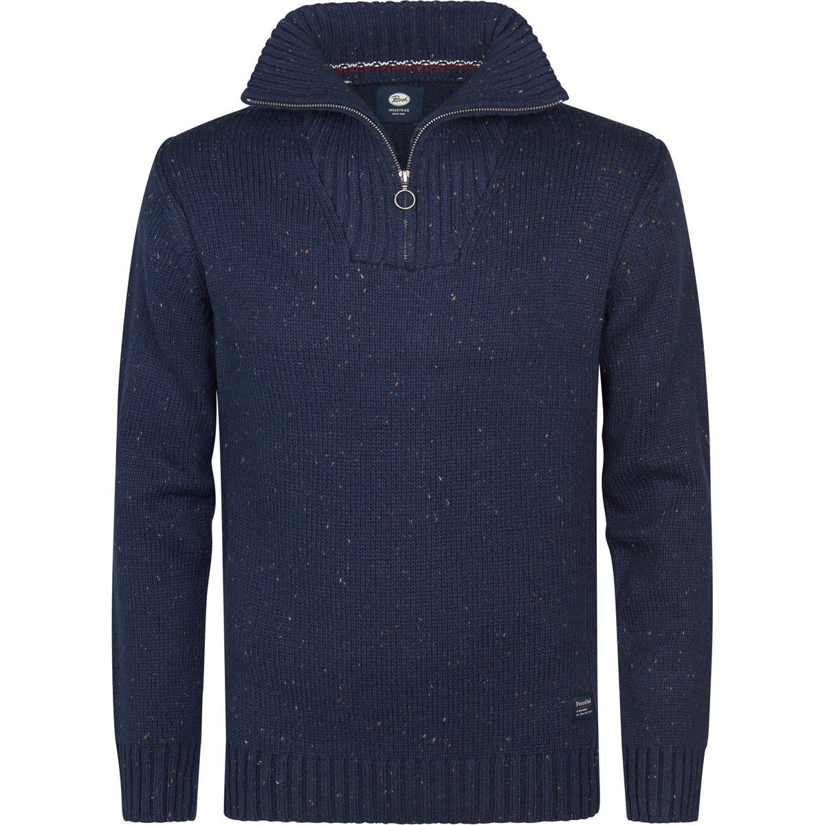 Strukturierter Strick-Pullover mit halbem Reißverschluss