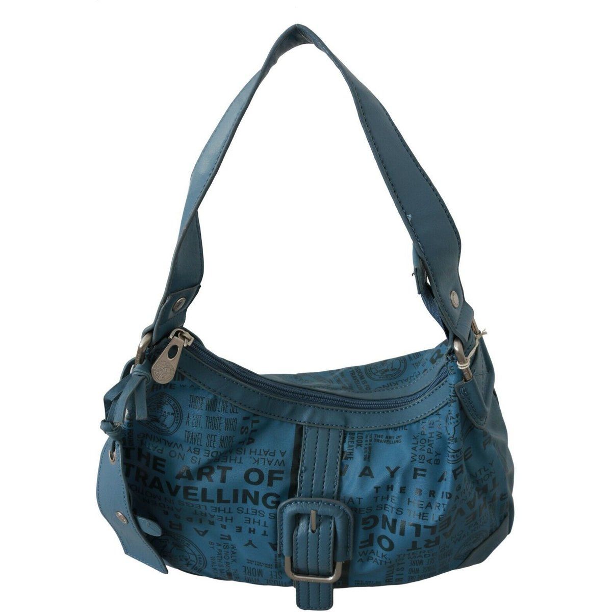 Schultertasche mit Typografie-Reisedruck