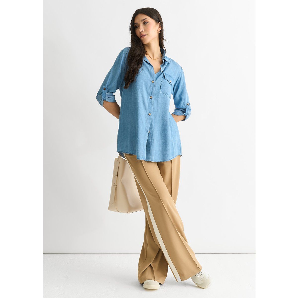 Dunkelblaues Hemd im Denim-Look mit Ärmeln