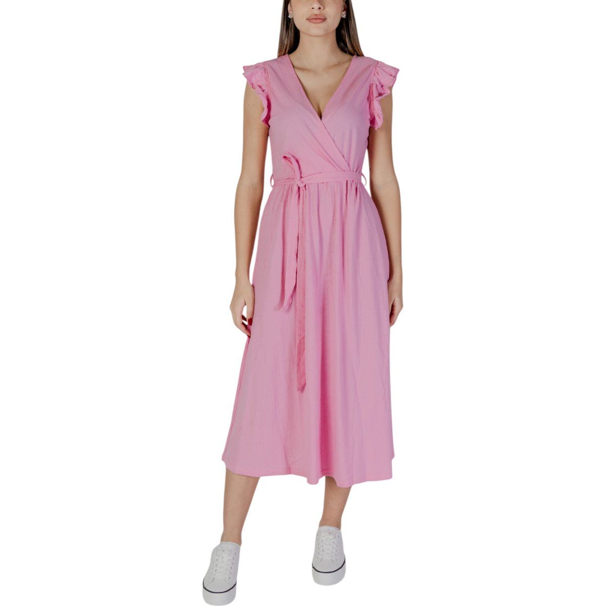 Lässiges Midi-Kleid mit Rüschensämlern Wickelkleid
