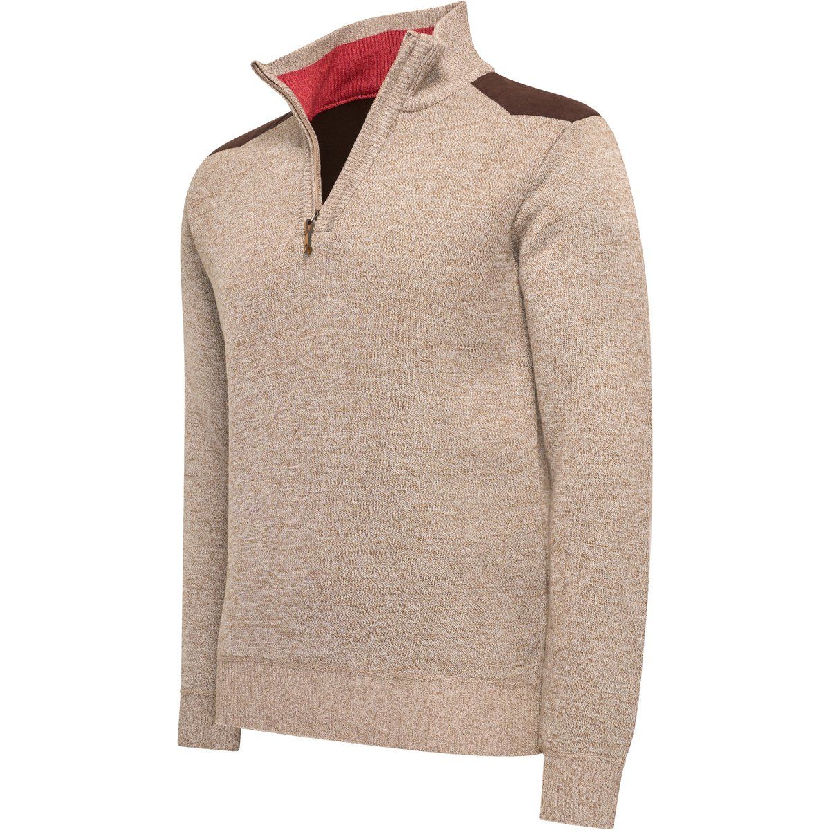 Klassischer Strickpullover mit Viertelreißverschluss