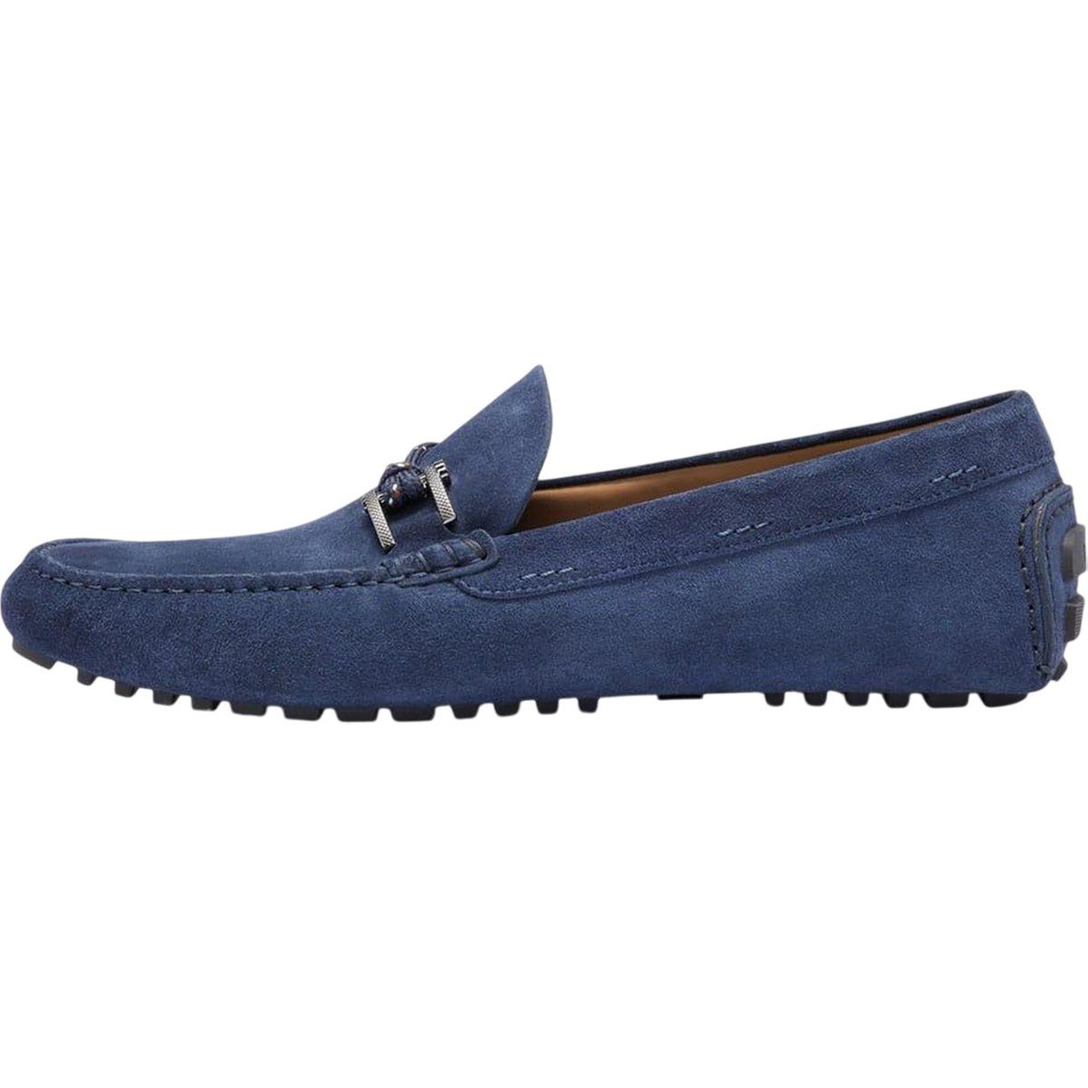 Blaue Wildleder-Fahrmokassins aus Leder