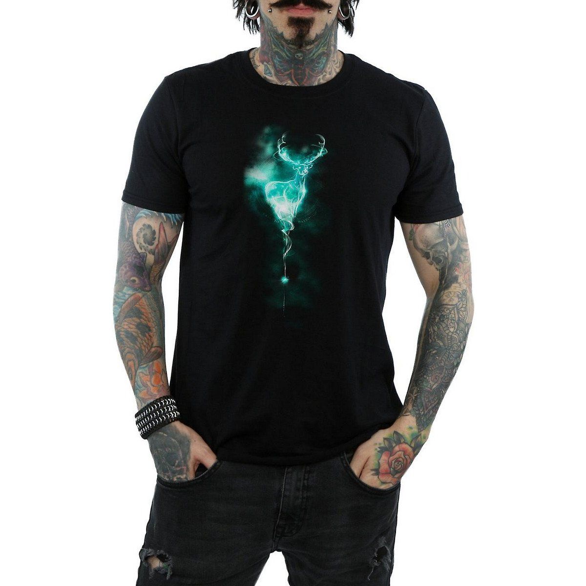 Herren T-Shirt mit Patronus-Print und kurzen Ärmeln