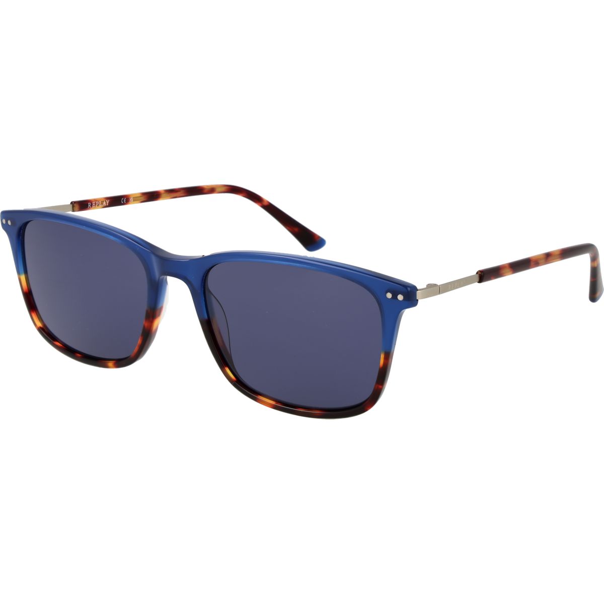Blaue Sonnenbrille mit rechteckigem Rahmen