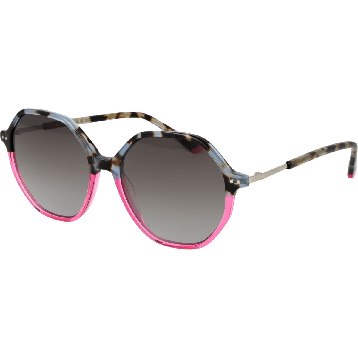 Geometrische Sonnenbrille mit pinkfarbenem Rahmen