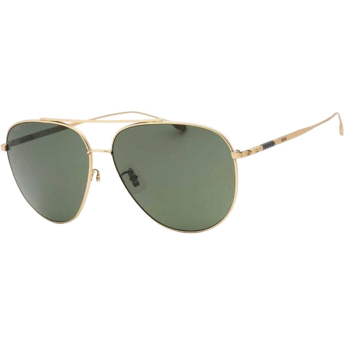 Hugo Boss - "1296" Sonnenbrille für Herren, Titanium-Grau, Edelstahl (Gold/Grün)