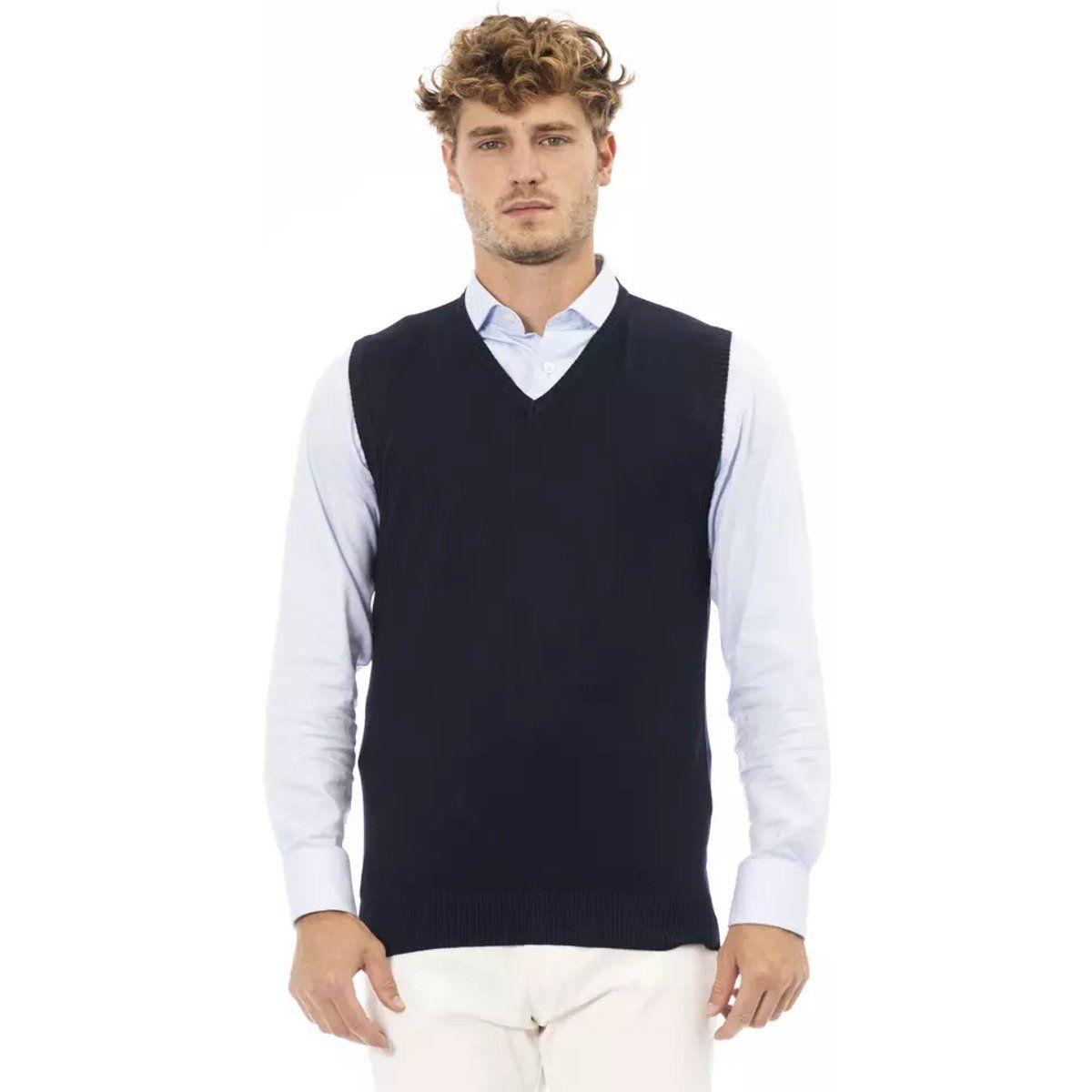 V-Ausschnitt Baumwoll-Pullover-Weste