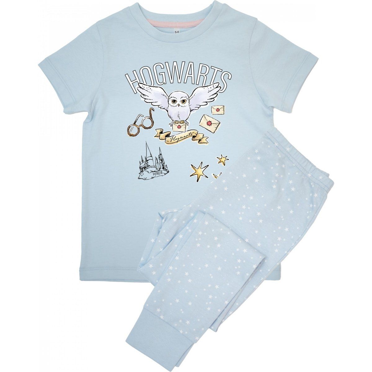 Harry Potter - Schlafanzug mit langer Hose für Mädchen kurzärmlig (Babyblau)