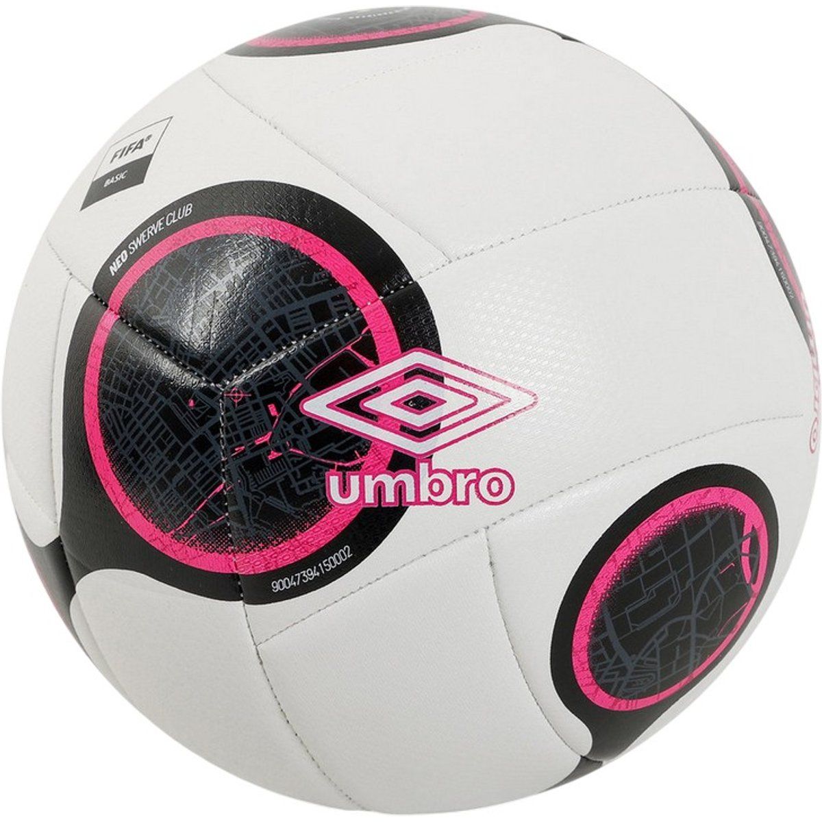 Weißer Fußball mit pinkfarbenen Akzenten