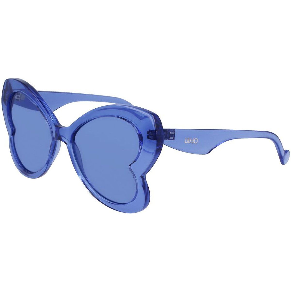 Blaue Sonnenbrille mit Schmetterlingsrahmen