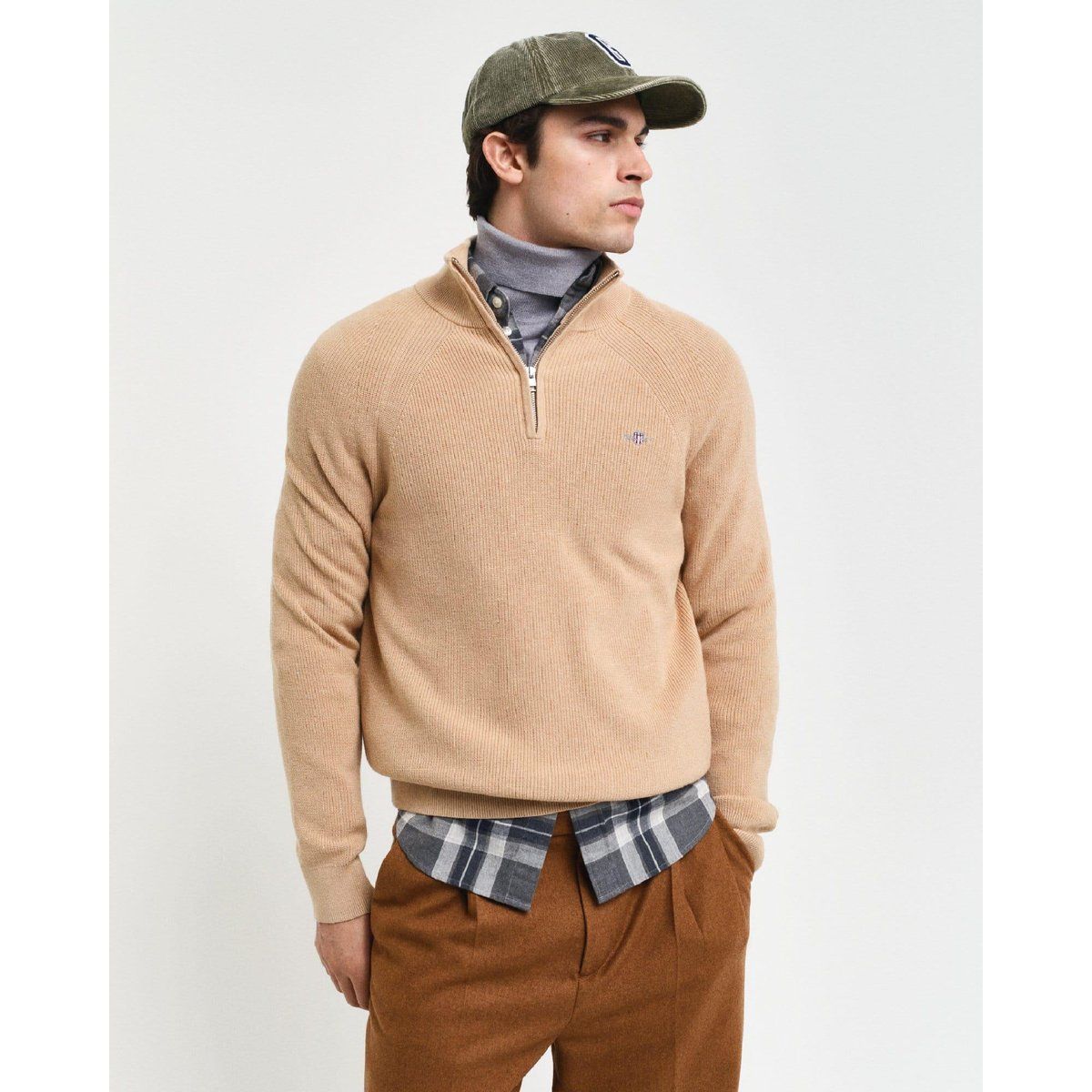 Herren Halb-Zip Baumwollmischung Pullover