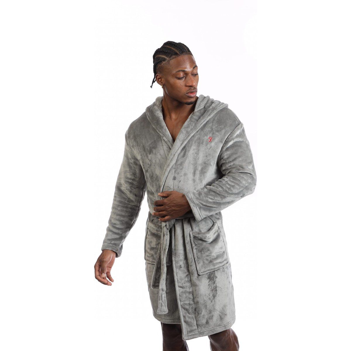 Plüsch-Fleece Morgenmantel mit Kapuze für Herren