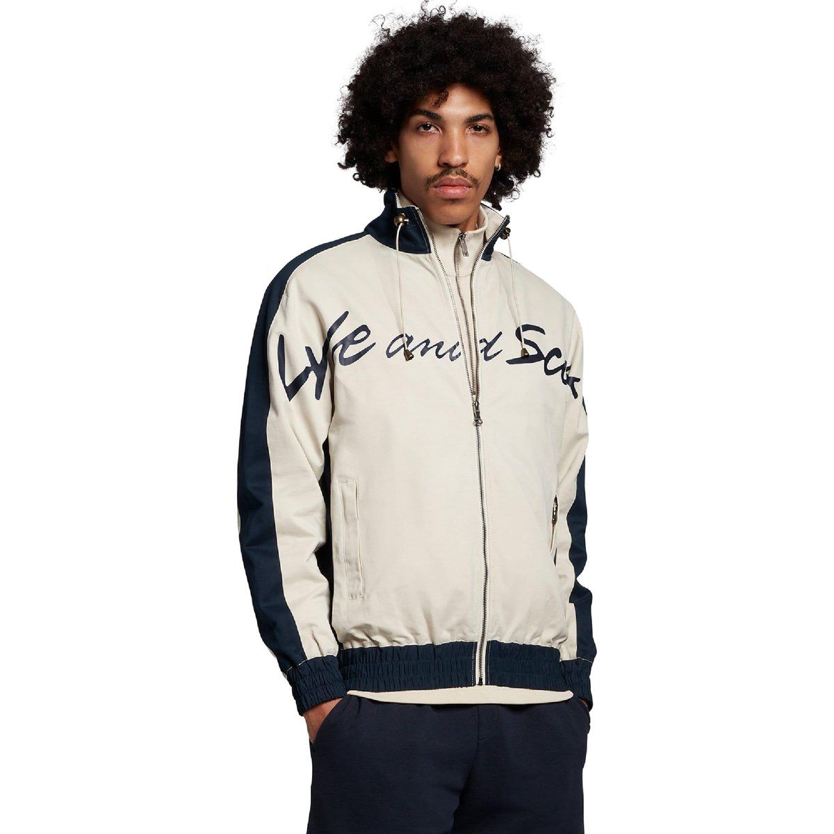 Zweifarbige Trainingsjacke mit Stehkragen