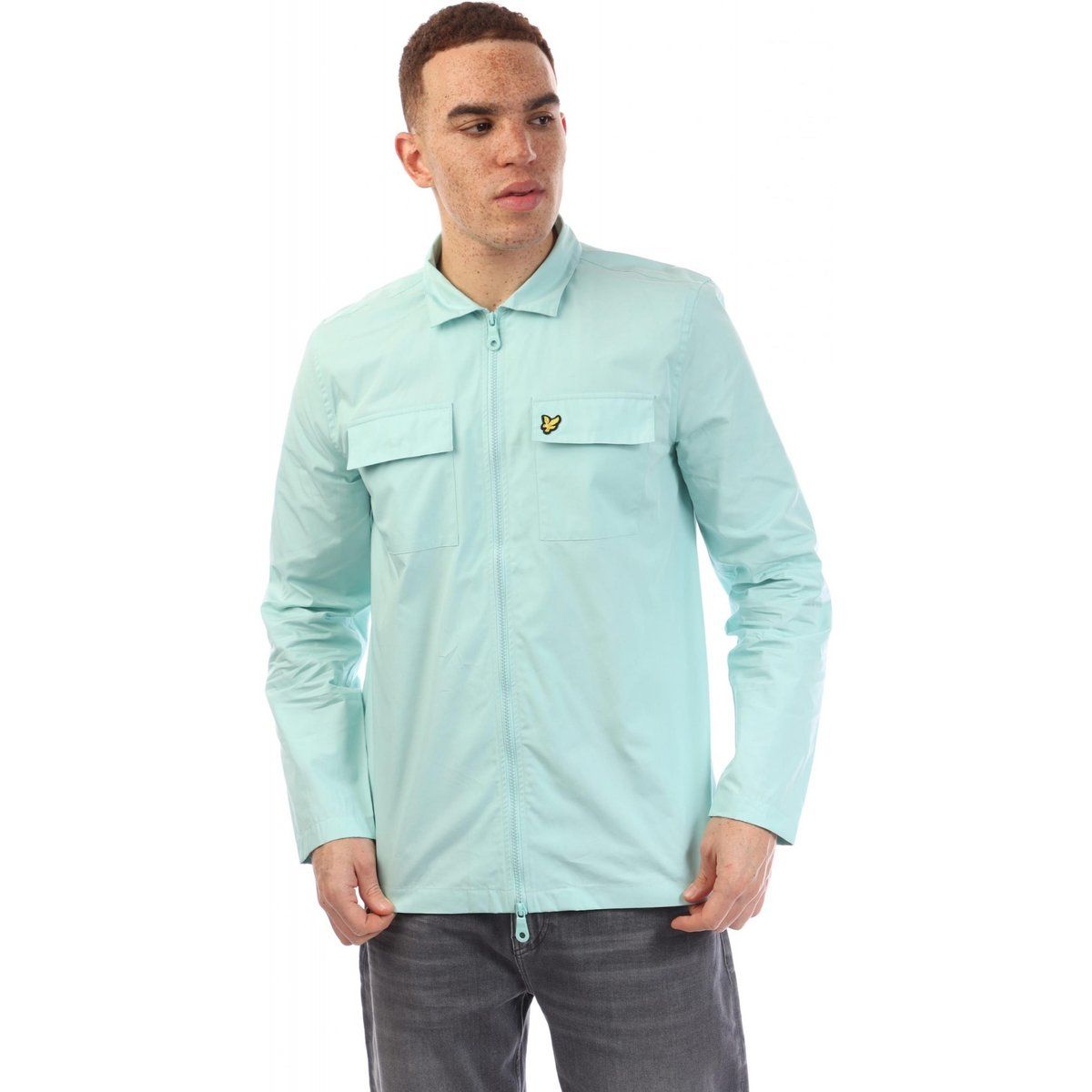 Herren Hemdjacke mit Reißverschluss aus Baumwolle