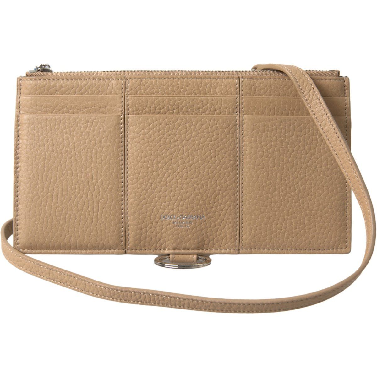 Gekörnte Leder Crossbody-Geldbörse mit Riemen