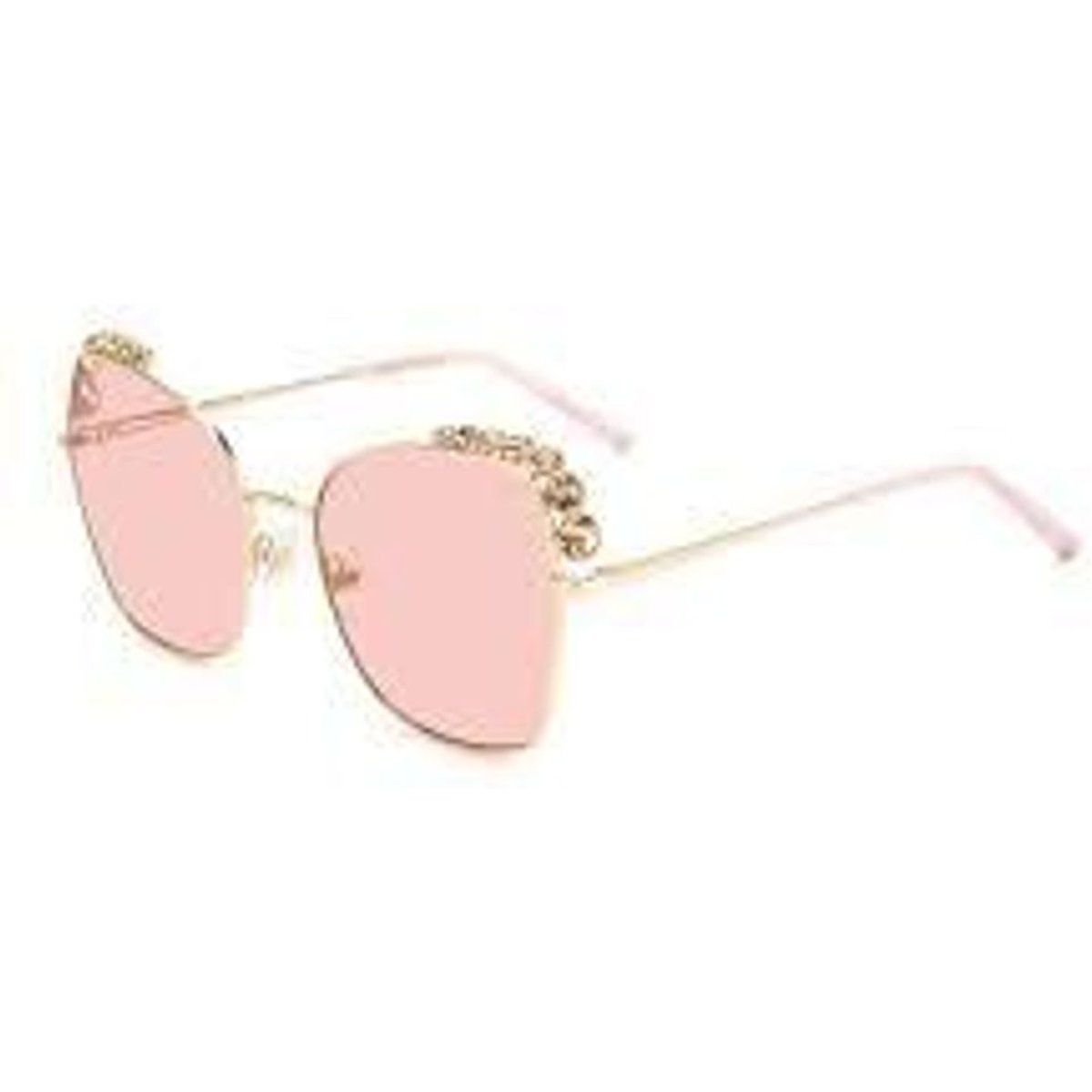 Katzenaugen-Sonnenbrille mit rosa Gläsern