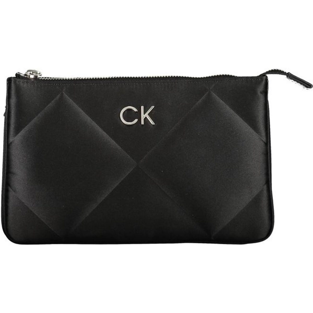 Gesteppte Satin-Abend Clutch mit Logo