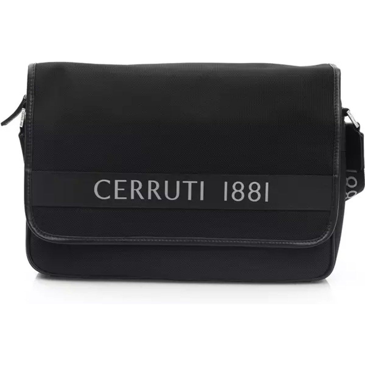 Schwarze Messenger Bag mit Logo
