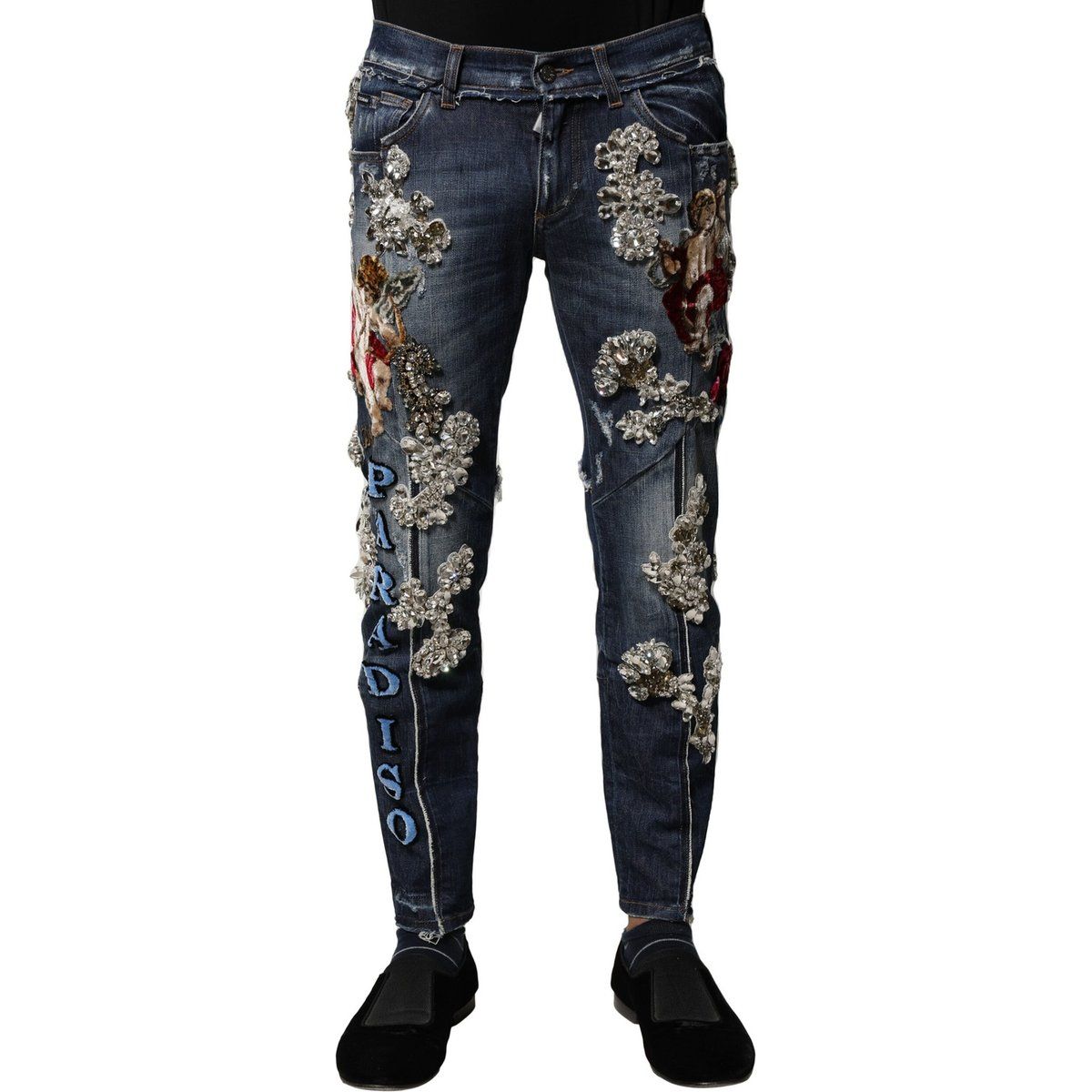 Verzierte Slim Jeans