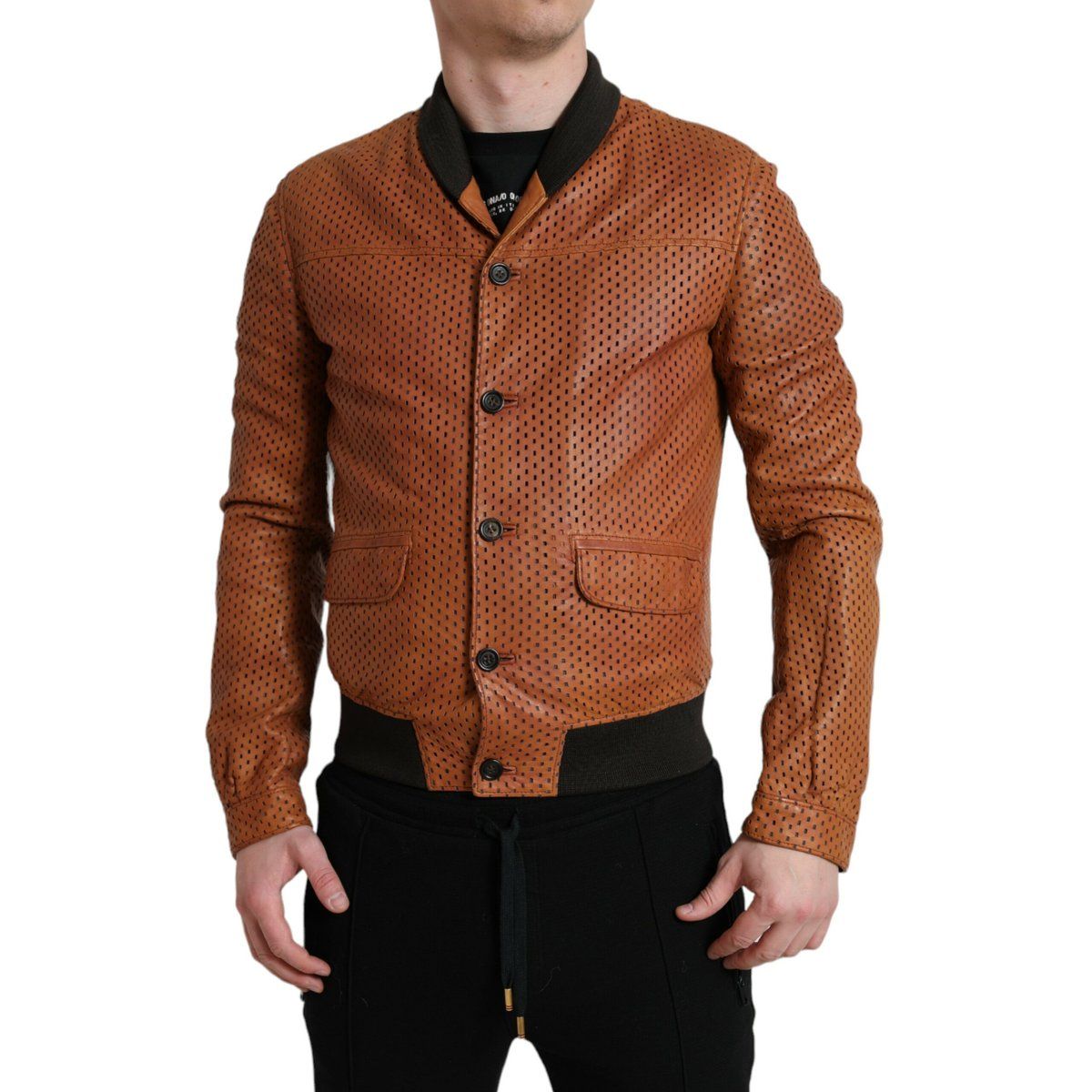 Perforierte Bomberlederjacke