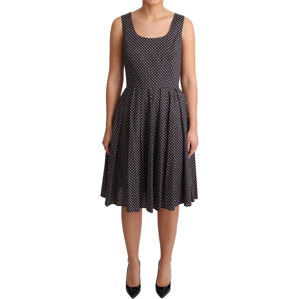 Blumenprint Baumwollpopeline Kleid A-Linie Midi Kleid
