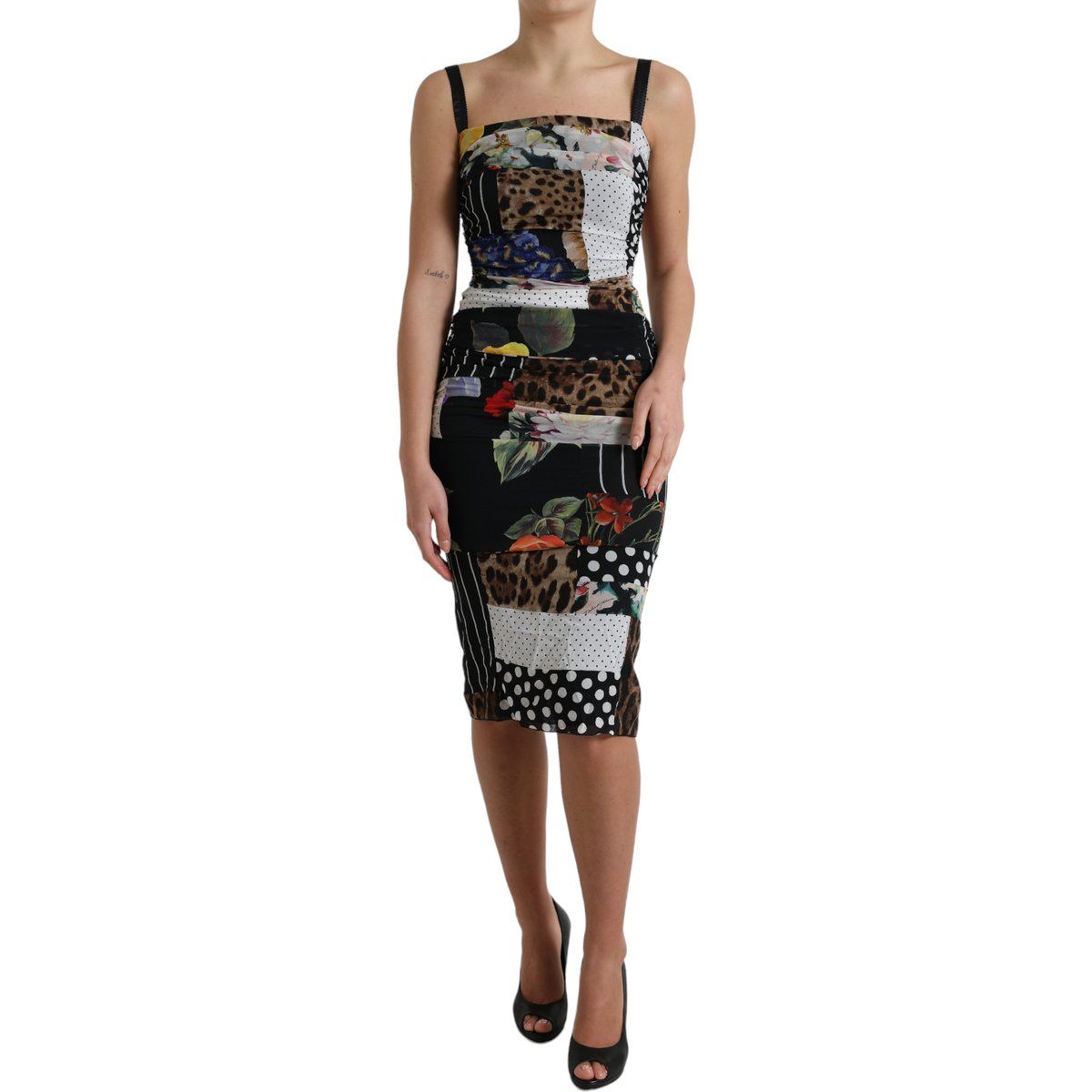 Patchwork-Print-Jersey-Kleid