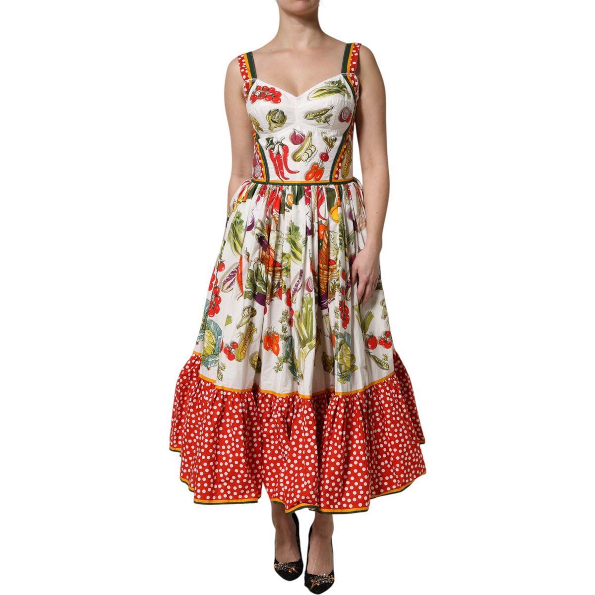 Gemustertes Rüschenshirt-Midi-Kleid
