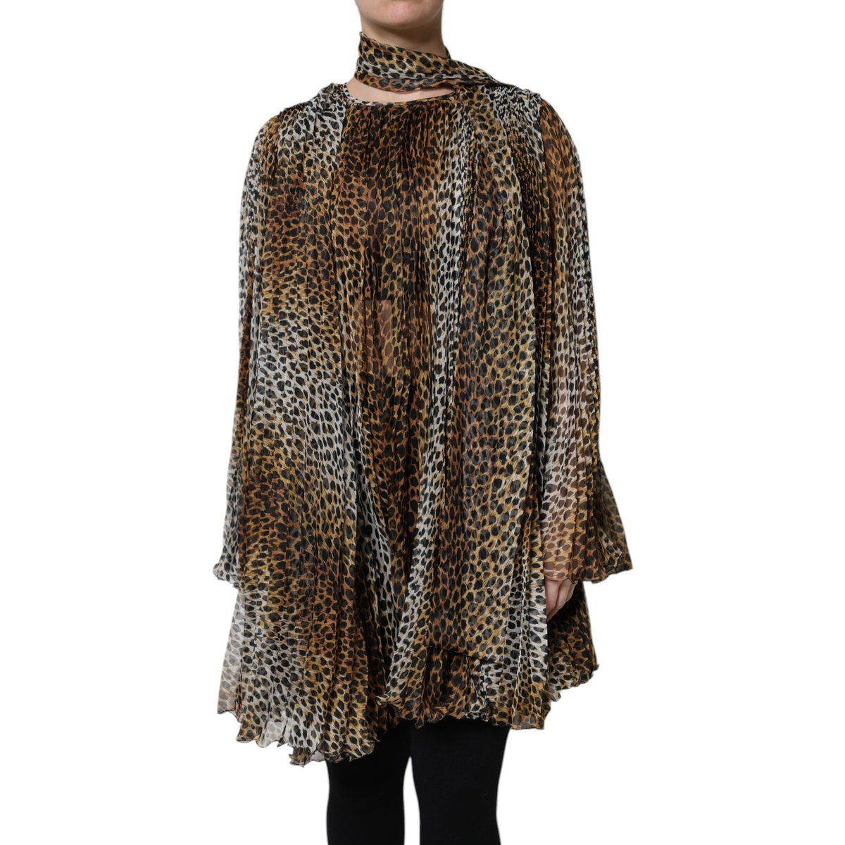 Leopardenmuster Faltenmini Kleid