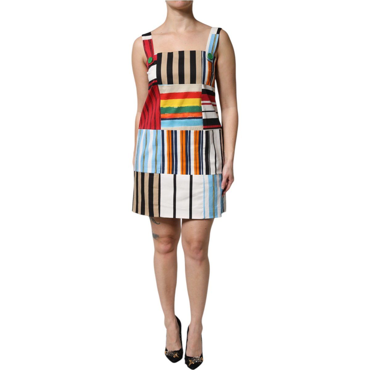 Patchwork gestreiftes Minikleid