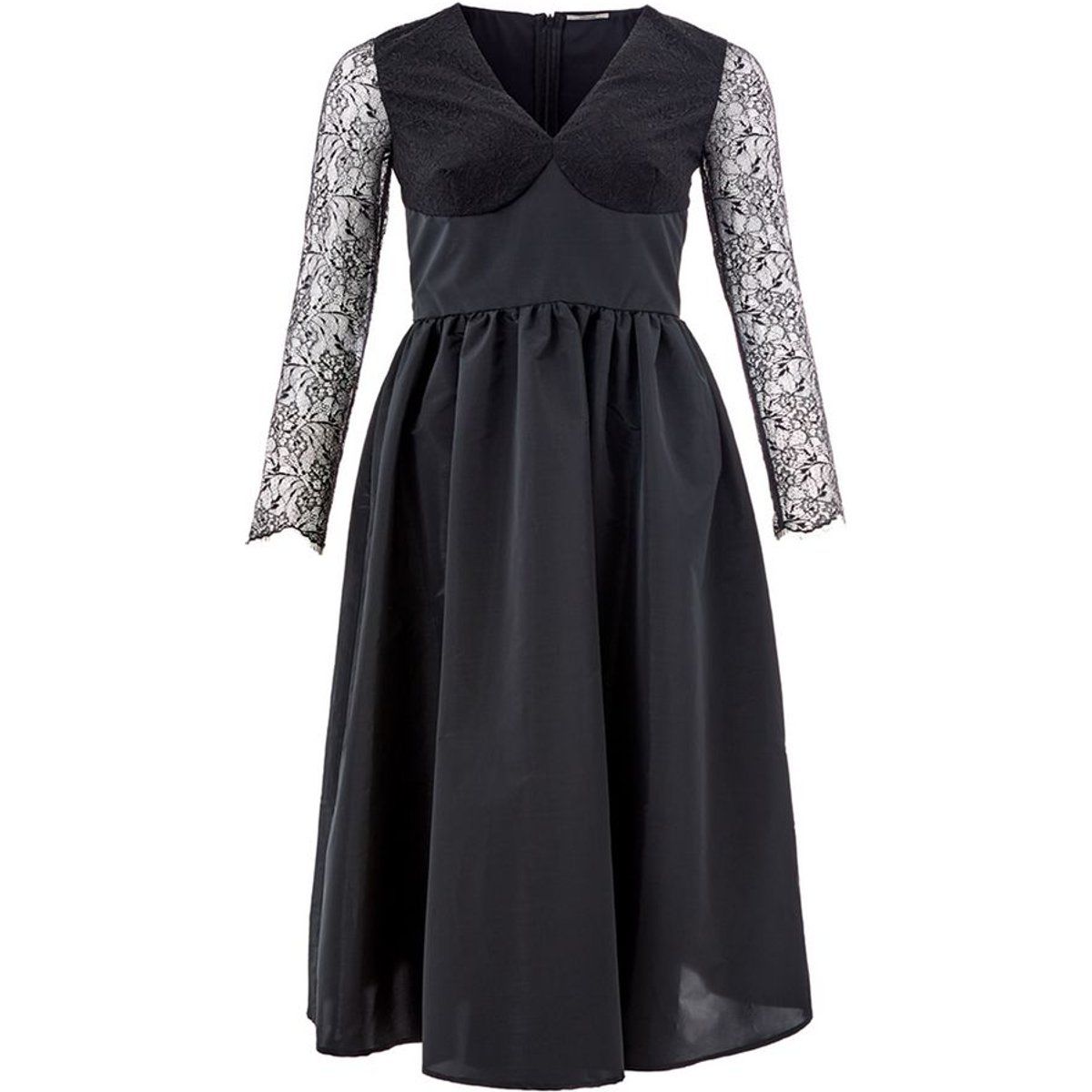 Schnürärmel Midi-Kleid V-Ausschnitt