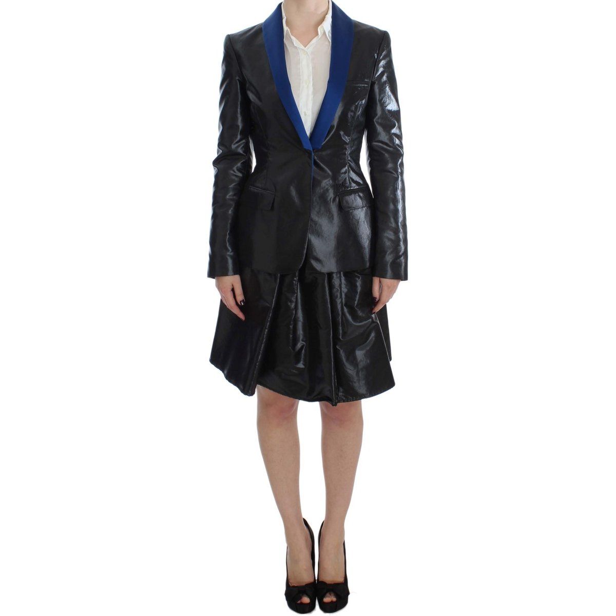 Eleganter schwarzer Blazer-Rock-Anzug