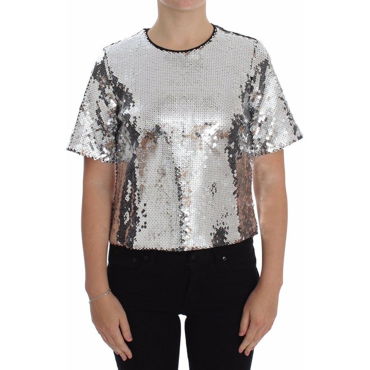 Dolce Gabbana Pailletten-Top Silber