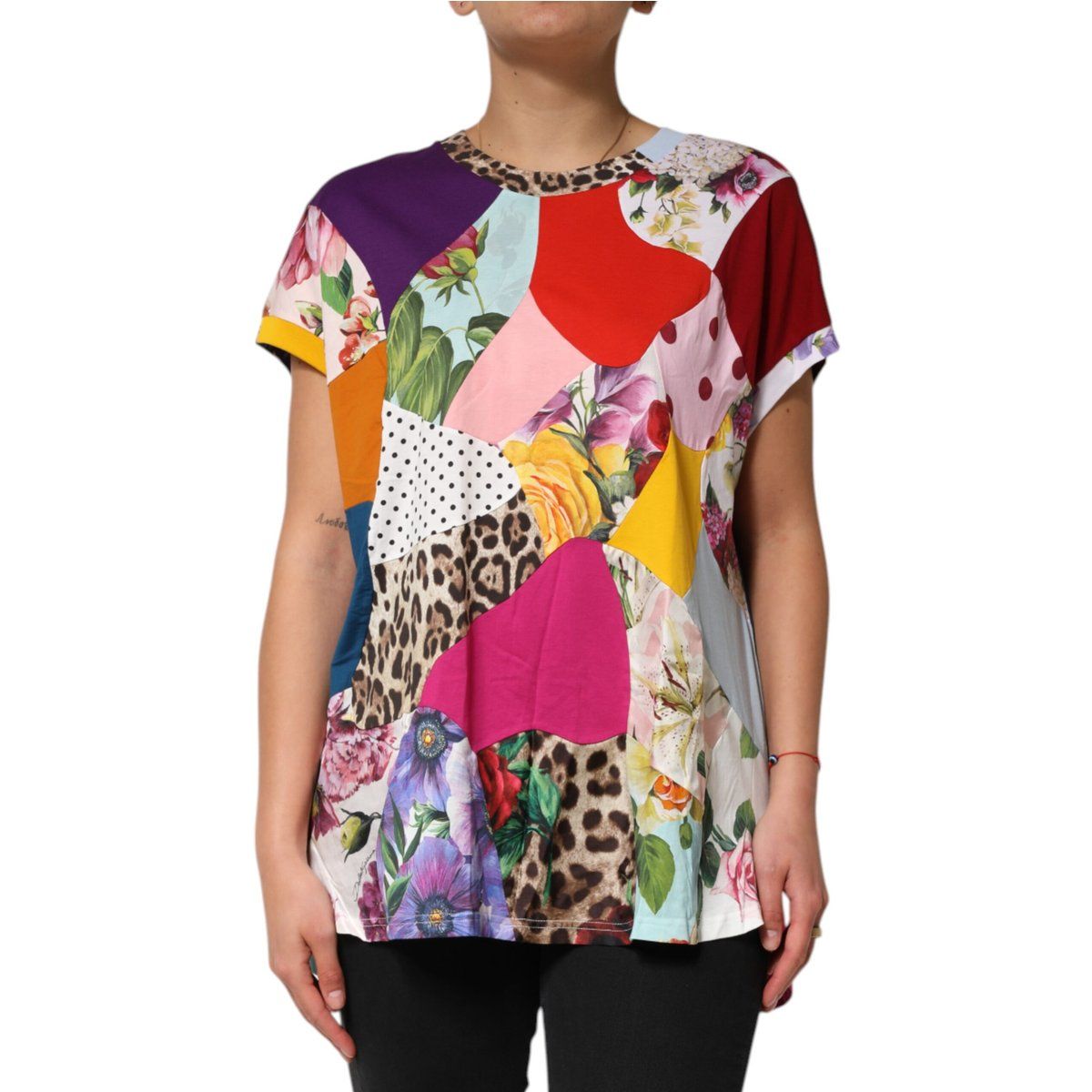 Patchwork Blumenmuster T-Shirt