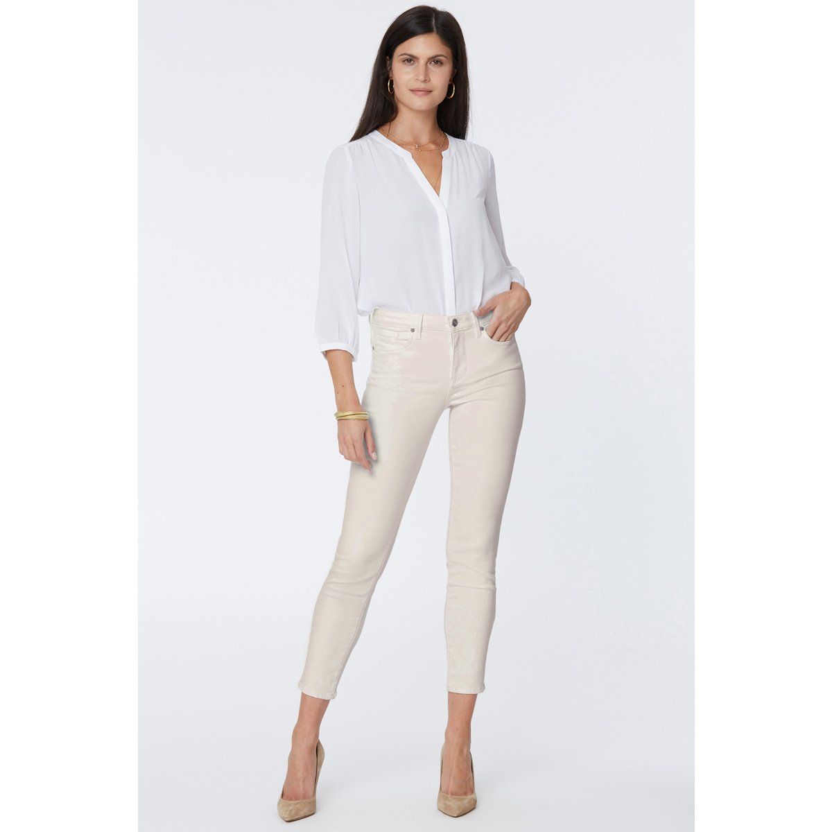 Sandfarbene Ankle Leggings Jeans Premium Denim