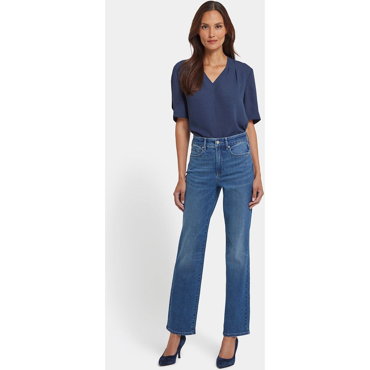 Gerade Jeans mit hohem Bund
