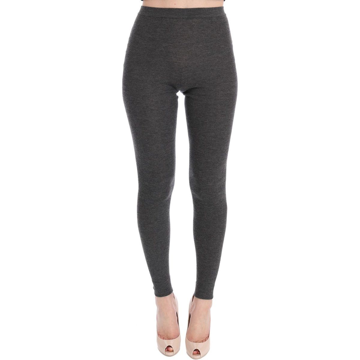 Gerippte Leggings mit Kaschmiranteil