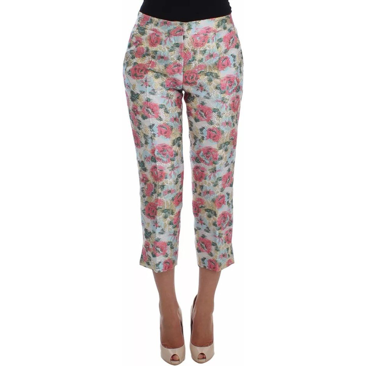 Blumenbrokat-Hosen im verkürzten Stil