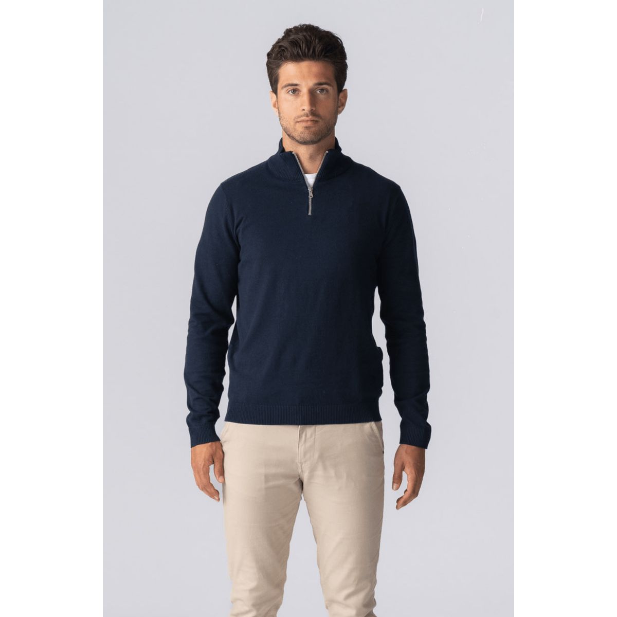 Pullover mit halbem Reißverschluss in Marineblau