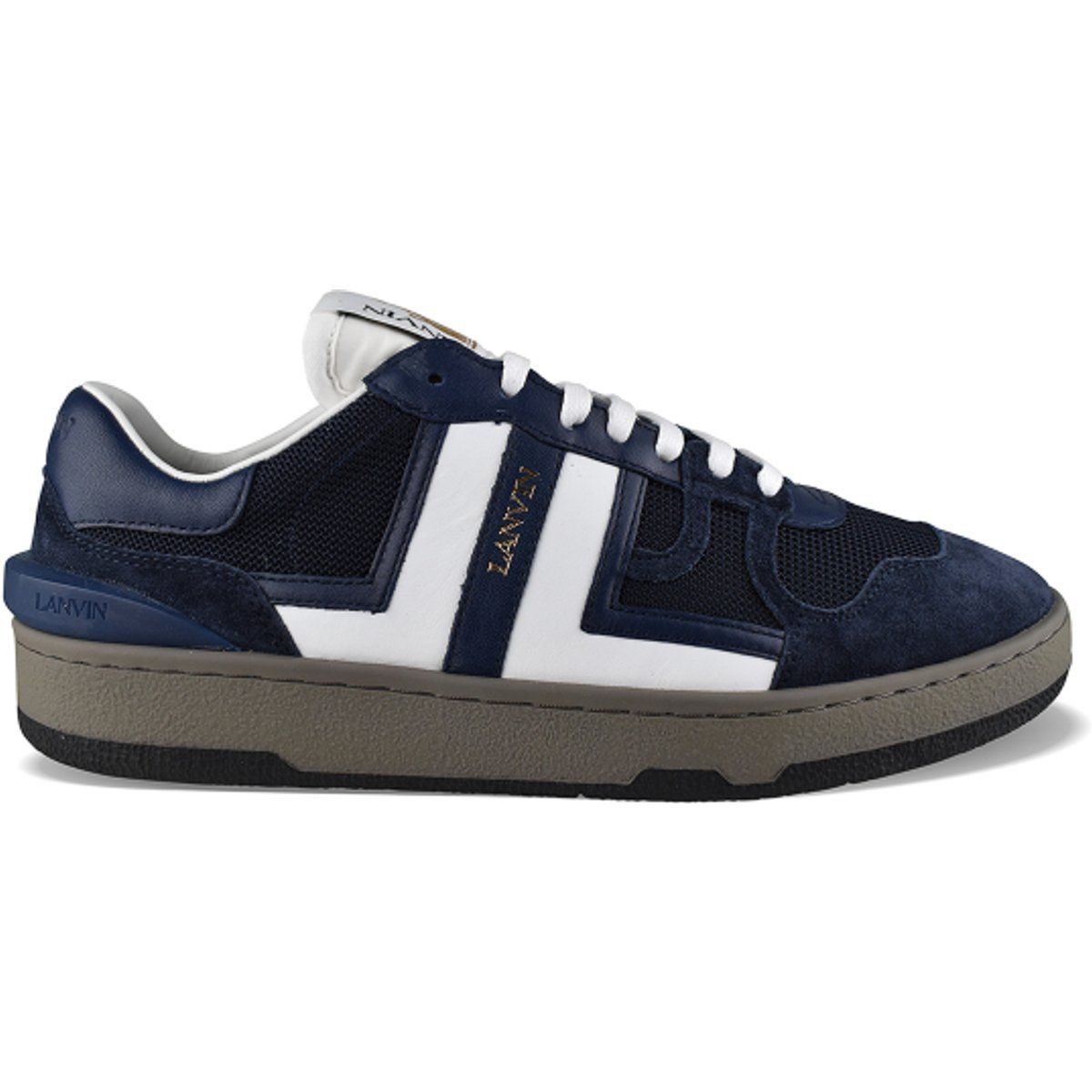 Marineblaue Wildleder- und Ledersneakers