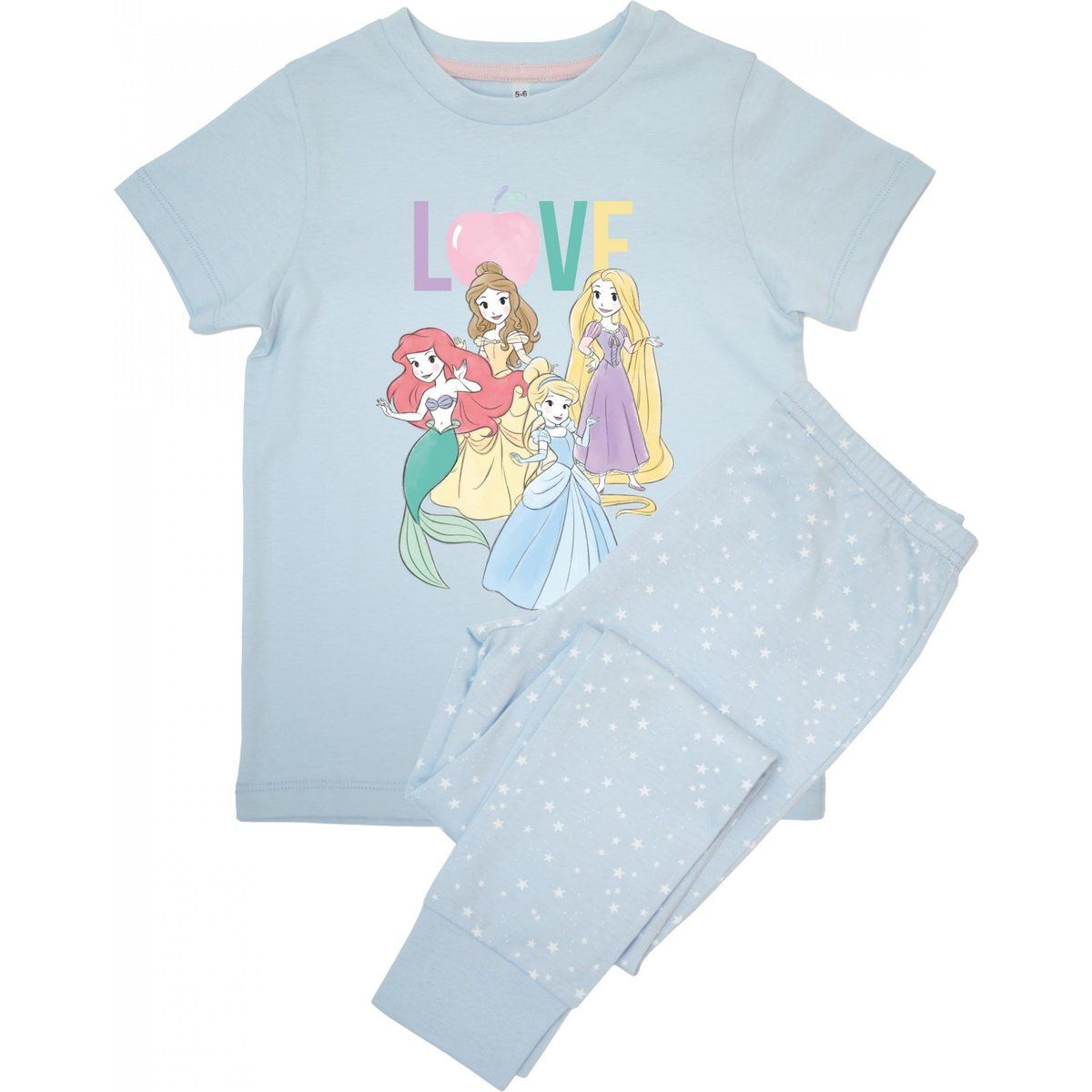 Disney - "Love" Schlafanzug mit langer Hose AOP für Mädchen kurzärmlig (Babyblau)