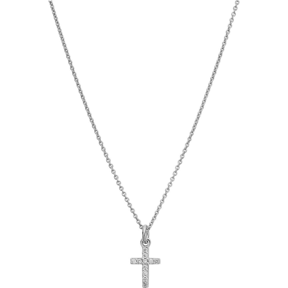 Funkelnde Kreuzanhänger-Halskette mit Diamanten